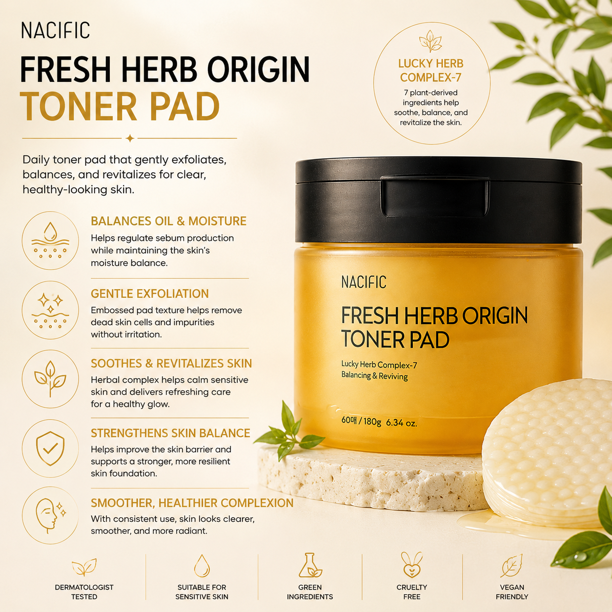 NACIFIC Fresh Herb Origin Toner Pad 180ml