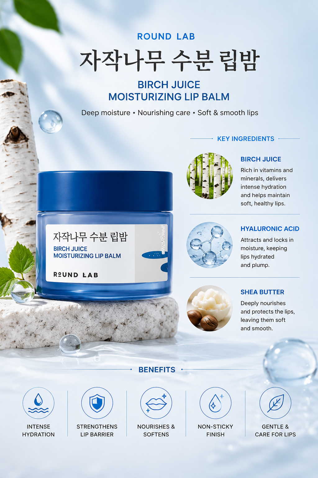 ROUND LAB Birch Juice Moisturizing Lip Balm 20g