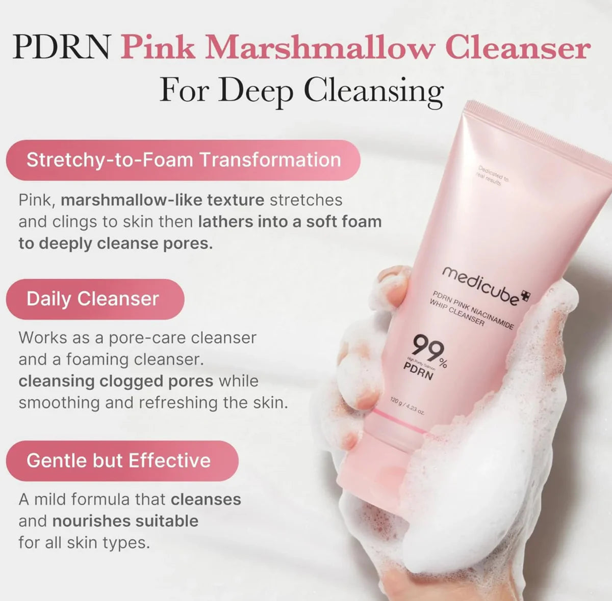 MEDICUBE PDRN Pink Niacineamide Whip Cleanser 120g