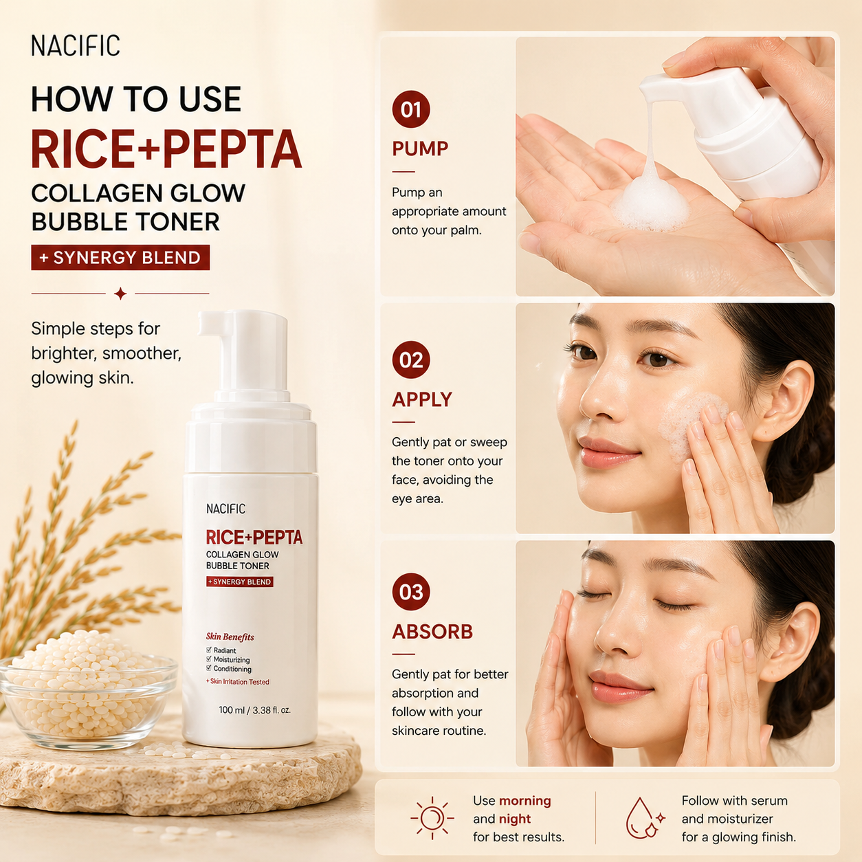 NACIFIC Rice Pepta Collagen Glow Bubble Toner 100ml