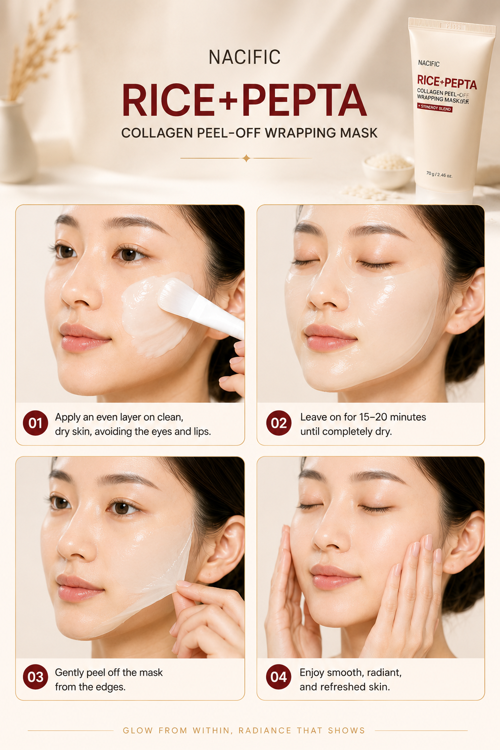 NACIFIC Rice Pepta Collagen Peel-Off Wrapping Mask 70g