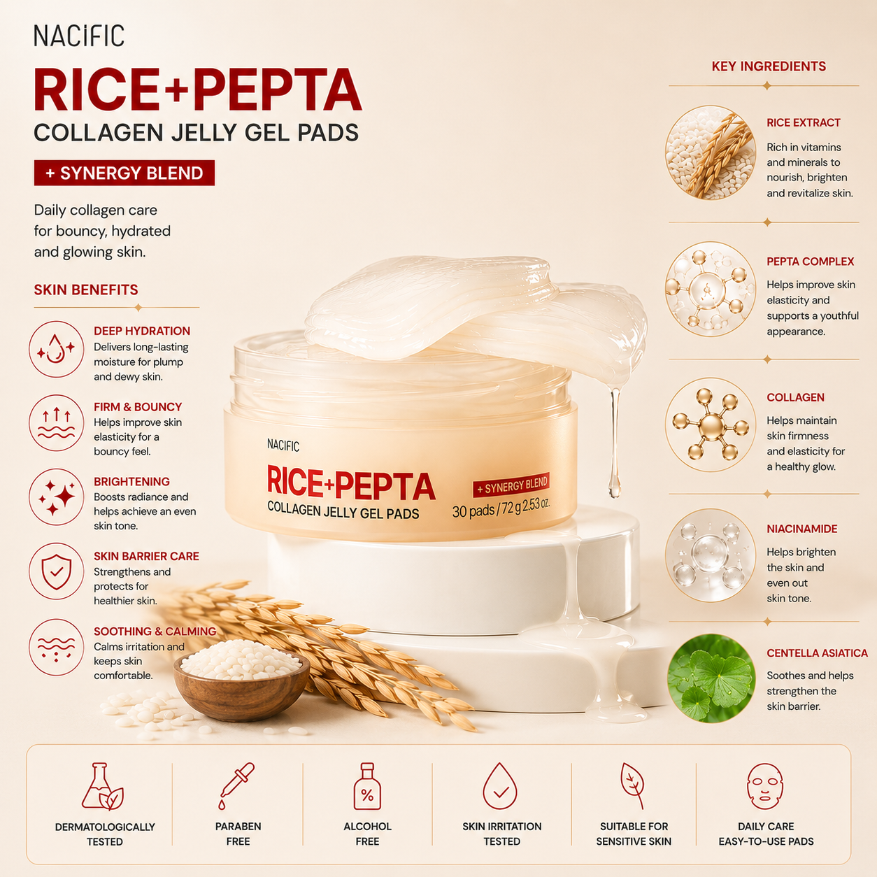 NACIFIC Rice Pepta Collagen Jelly Gel Pads (30 Pads)