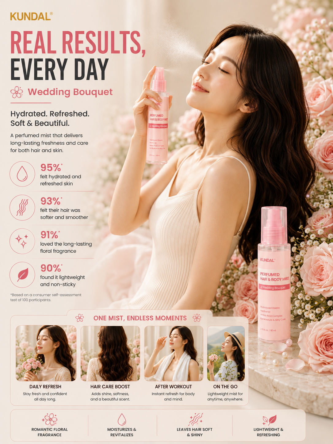 KUNDAL Hair & Body Mist 80ml - Wedding Bouquet