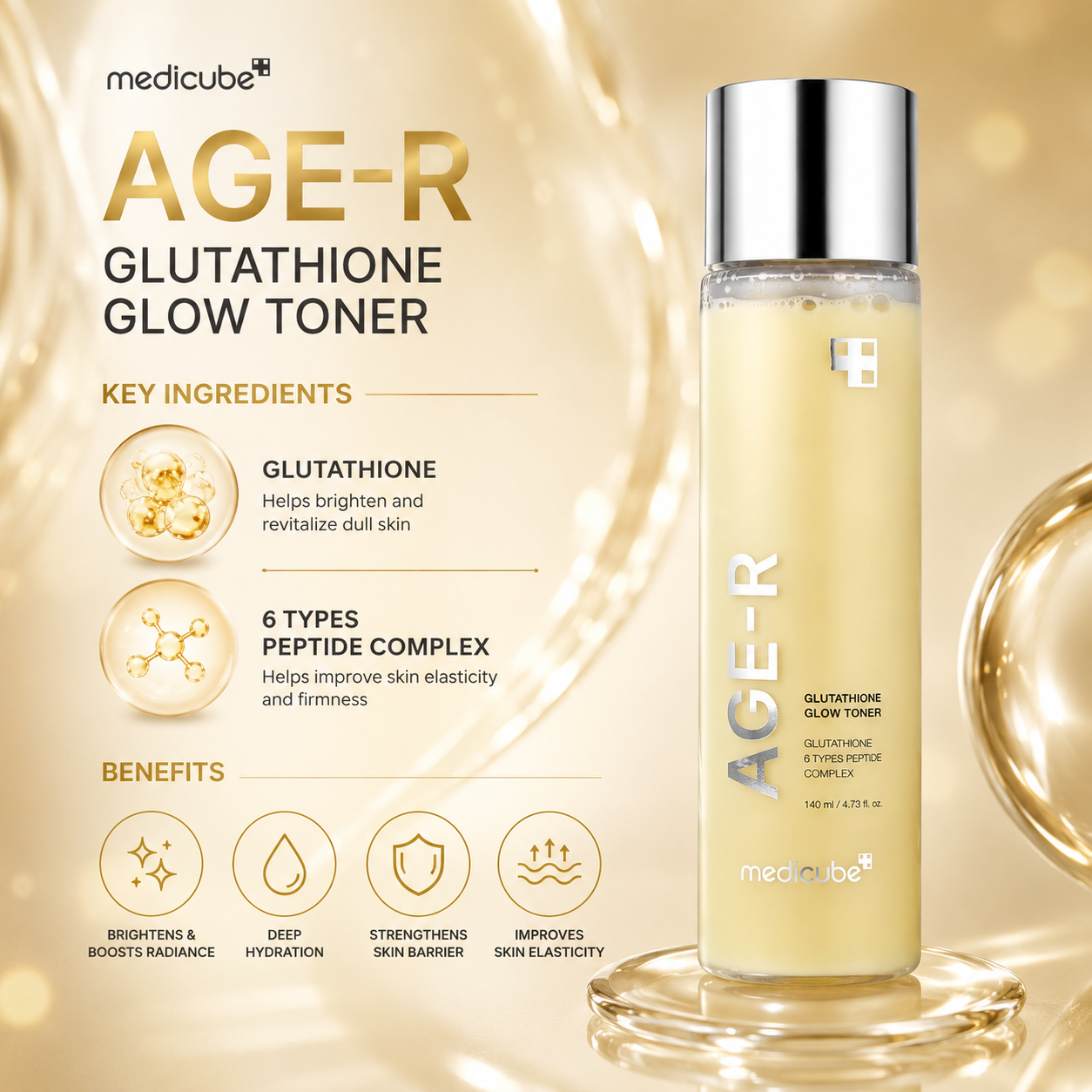 MEDICUBE Age-R Glutathione Glow Toner 140ml