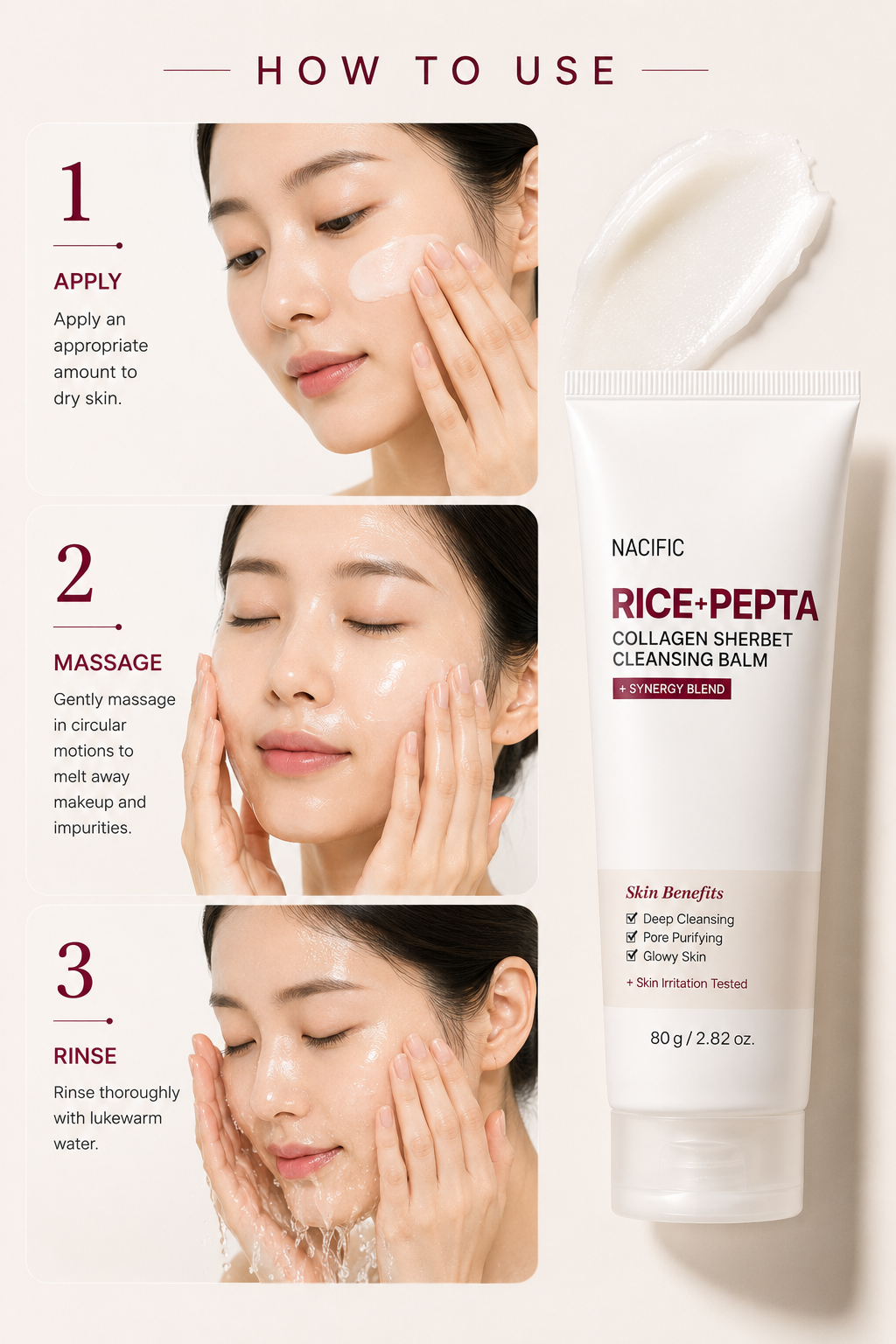 NACIFIC Rice Pepta Collagen Sherbet Cleansing Balm 80g