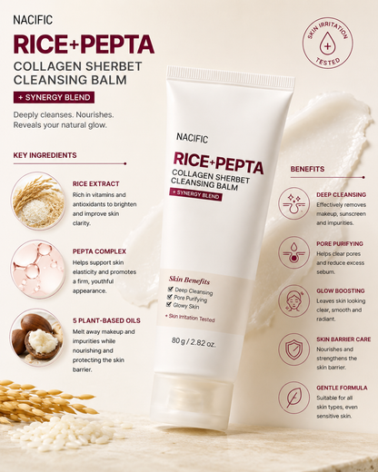 NACIFIC Rice Pepta Collagen Sherbet Cleansing Balm 80g