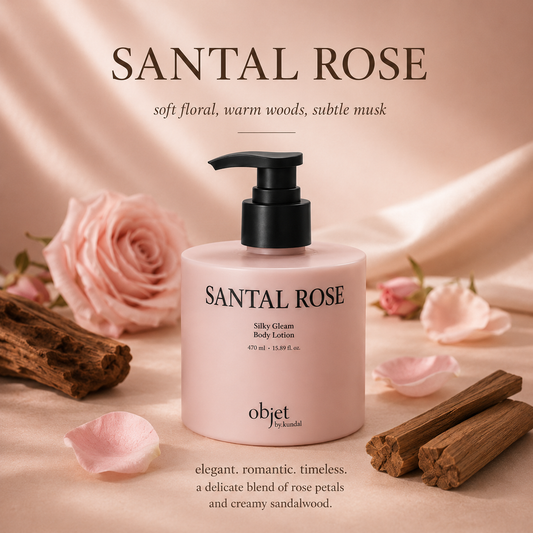 OBJET BY KUNDAL SILKY GLEAM BODY LOTION 470ML - SANTAL ROSE
