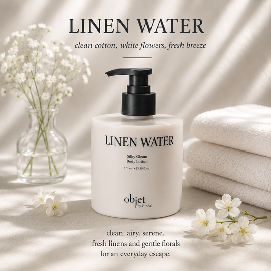 OBJET BY KUNDAL SILKY GLEAM BODY LOTION 470ML - LINEN WATER