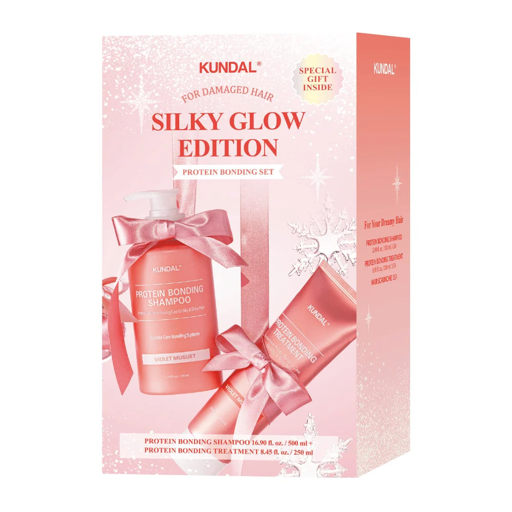 KUNDAL Holiday Silky Glow Edition - Protein Bonding Shampoo 500ml + Treatment 250ml - Violet Muguet