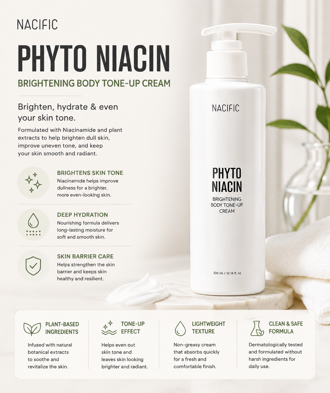 NACIFIC Phyto Niacin Brightening Body Tone-Up Cream 300ml