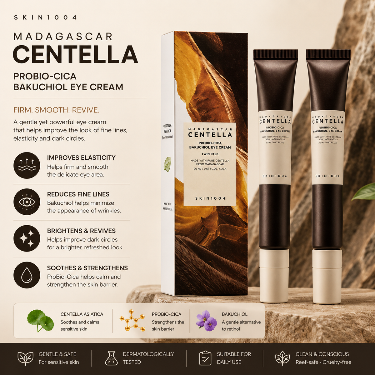 SKIN1004 Madagascar Centella Probio-CICA Bakuchiol Eye Cream Twin Pack (20ml*2ea)