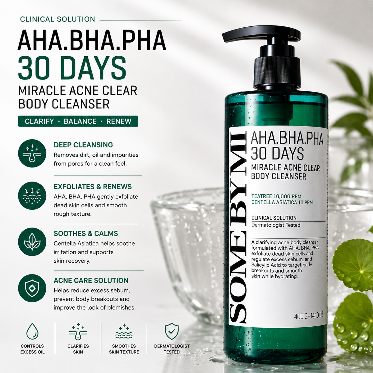 SOME BY MI AHA BHA PHA 30days Miracle Acne Clear Body Cleanser 400g