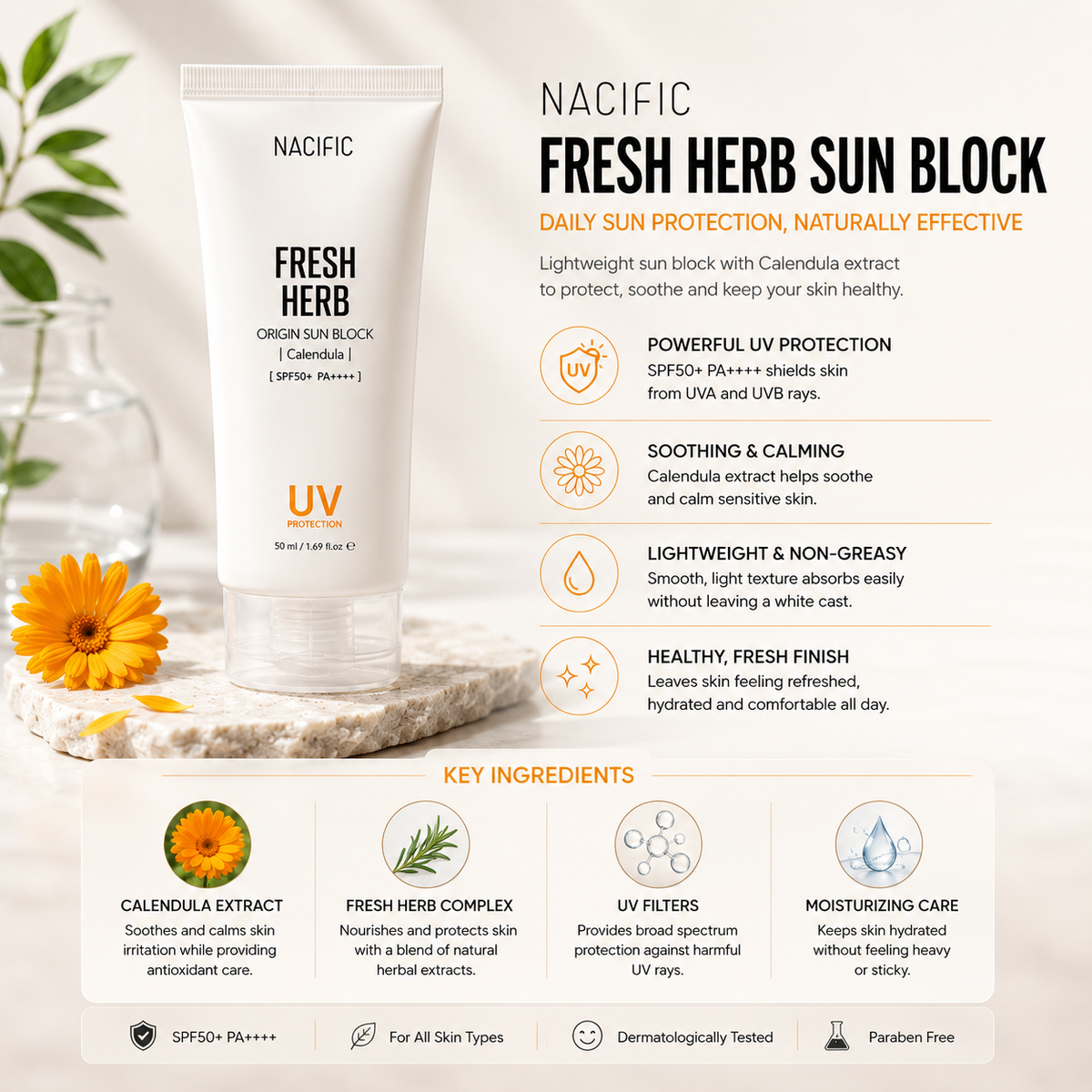 NACIFIC Fresh Herb Origin Sun Calendula Sunblock 50ml