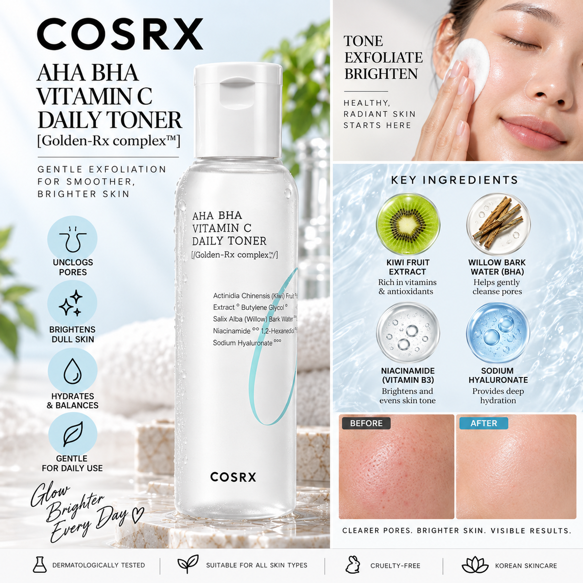 COSRX Refresh AHA BHA Vitamin C Daily Toner 150ml