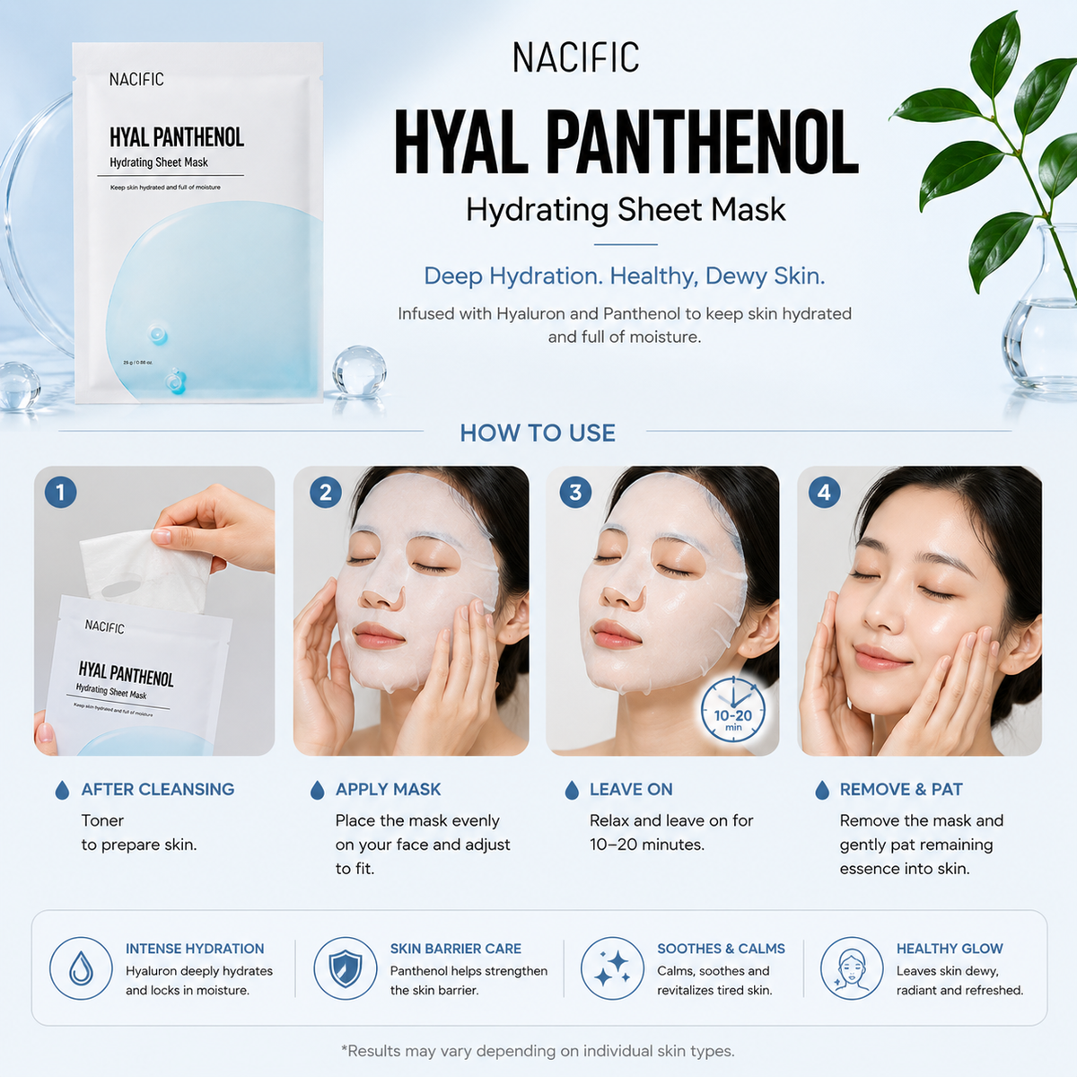 NACIFIC Hyal Panthenol Hydrating Mask (1pc / 30g)