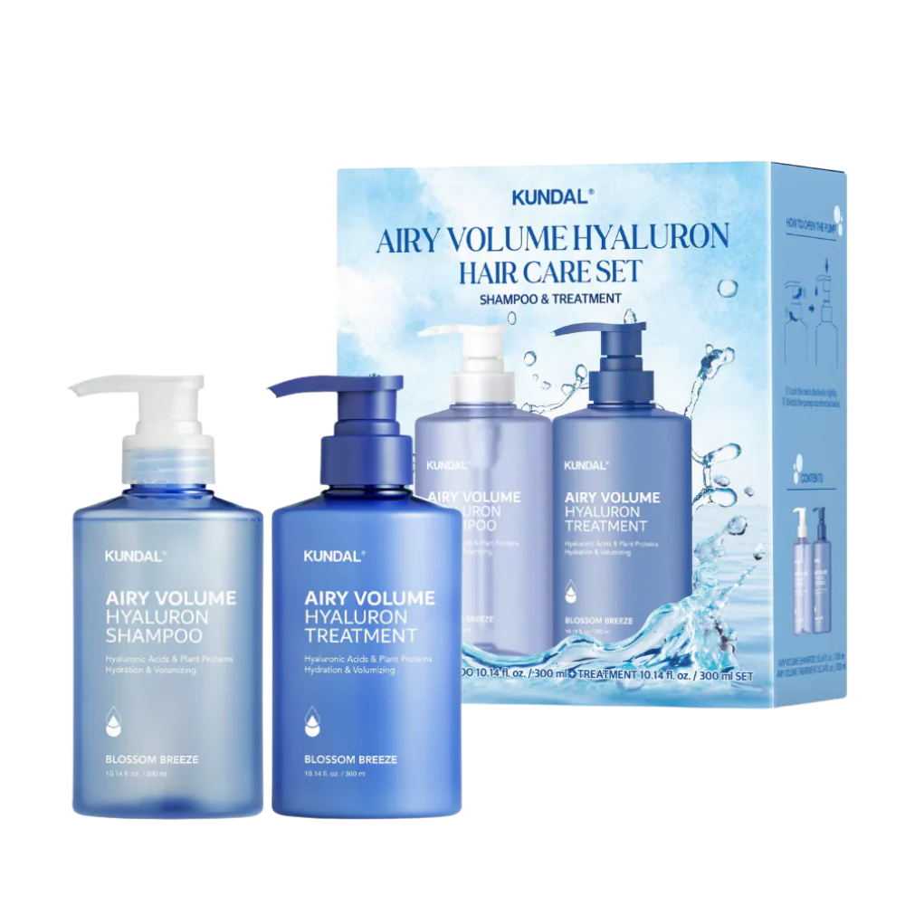 KUNDAL Airy Volume Hyaluron Hair Care Set Shampoo 300ml +treatment 300ml - Blossom Breeze