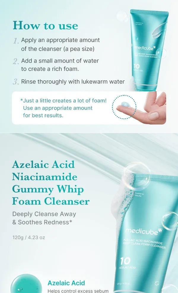 [MEDICUBE] AZELAIC ACID NIACINAMIDE DEEP CLEAN FOAM CLEANSER 120G