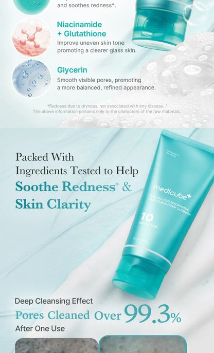 [MEDICUBE] AZELAIC ACID NIACINAMIDE DEEP CLEAN FOAM CLEANSER 120G