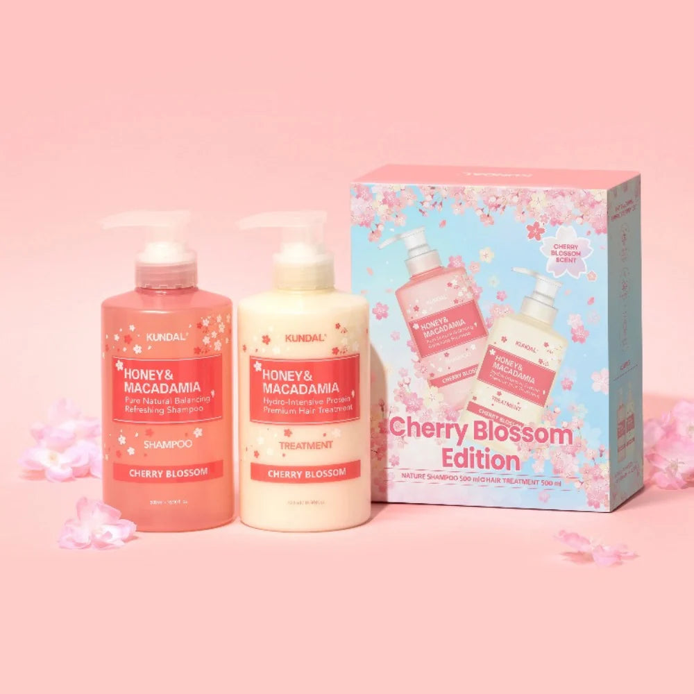 KUNDAL Cherry Blossom Edition - Honey & Macadamia Shampoo 500ml +treatment 500ml - Cherry Blossom