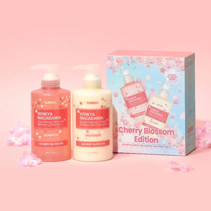 KUNDAL Cherry Blossom Edition - Honey & Macadamia Shampoo 500ml +treatment 500ml - Cherry Blossom