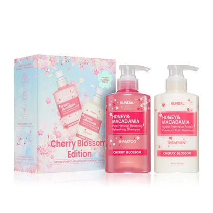 KUNDAL Cherry Blossom Edition - Honey & Macadamia Shampoo 500ml +treatment 500ml - Cherry Blossom