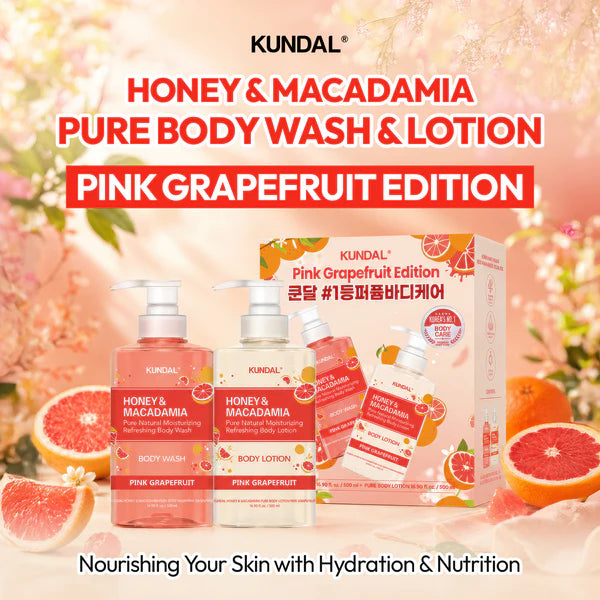 KUNDAL Pink Grapefruit Edition - Honey & Macadamia Body Wash 500ml & Lotion 500ml - Pink Grapefruit