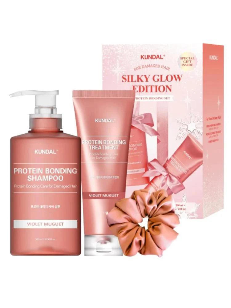 KUNDAL Holiday Silky Glow Edition - Protein Bonding Shampoo 500ml + Treatment 250ml - Violet Muguet