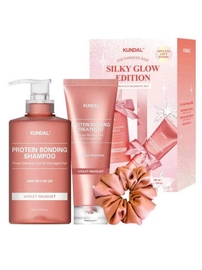 KUNDAL Holiday Silky Glow Edition - Protein Bonding Shampoo 500ml + Treatment 250ml - Violet Muguet